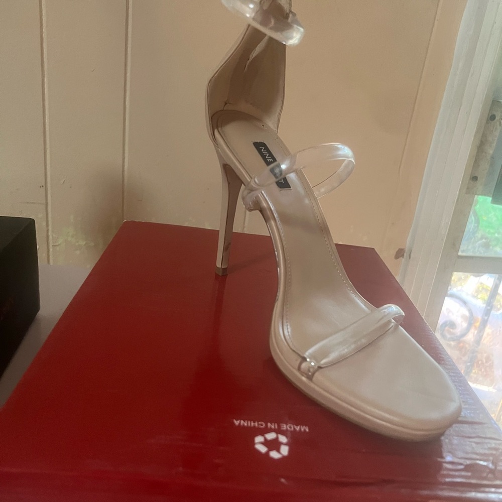 Cream Stiletto Heels with Ankle Straps